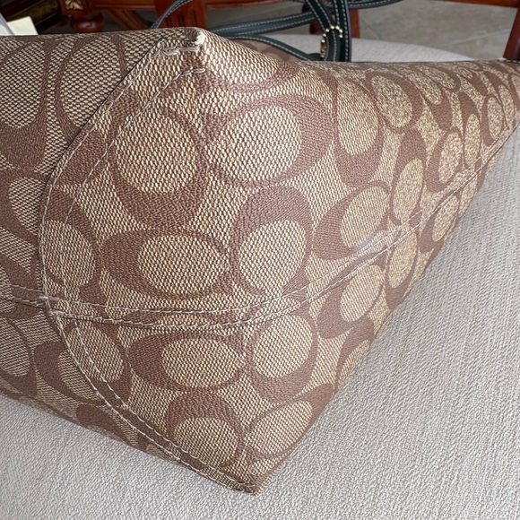 Coach Green and Brown Signature “collegiate” Tote - Picture 5 of 6